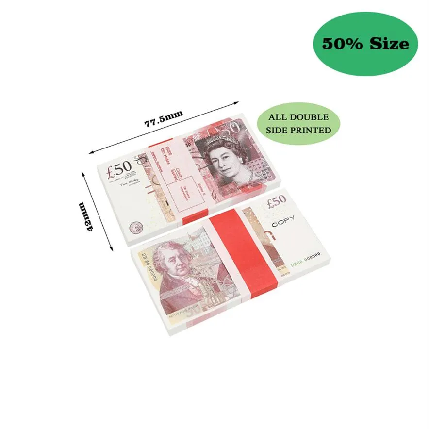 Zabawne zabawkowe papier drukowane pieniądze UK Funty GBP British 10 20 50 Pamięci dla dzieci Prezenty świąteczne lub film wideo220tm8r8