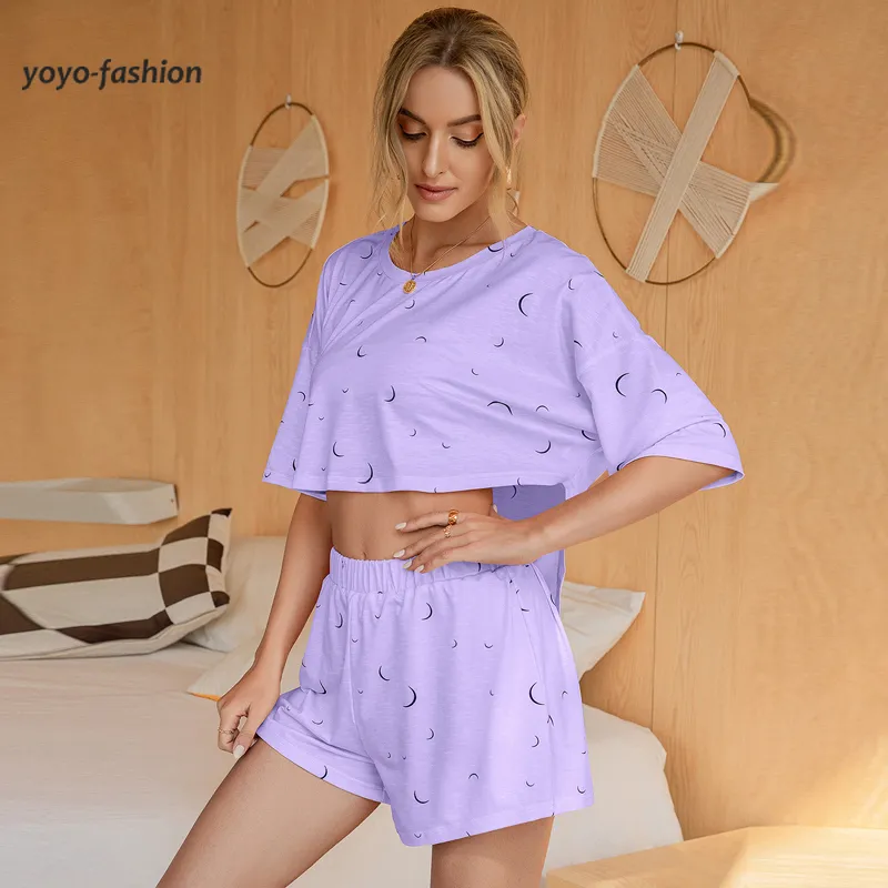 Survêtements pour femmes Style d'été imprimé décontracté et confortable dames hauts à manches courtes Shorts maison vêtements costumes vêtements pour femmes