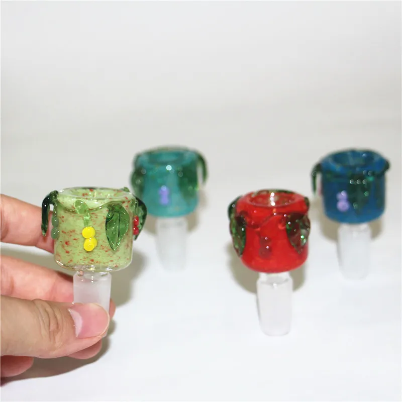 Kleurrijke glazen kommen 14 mm mannelijke rookaccessoires voor waterpijpbongs hoornkom siliconenolie containers