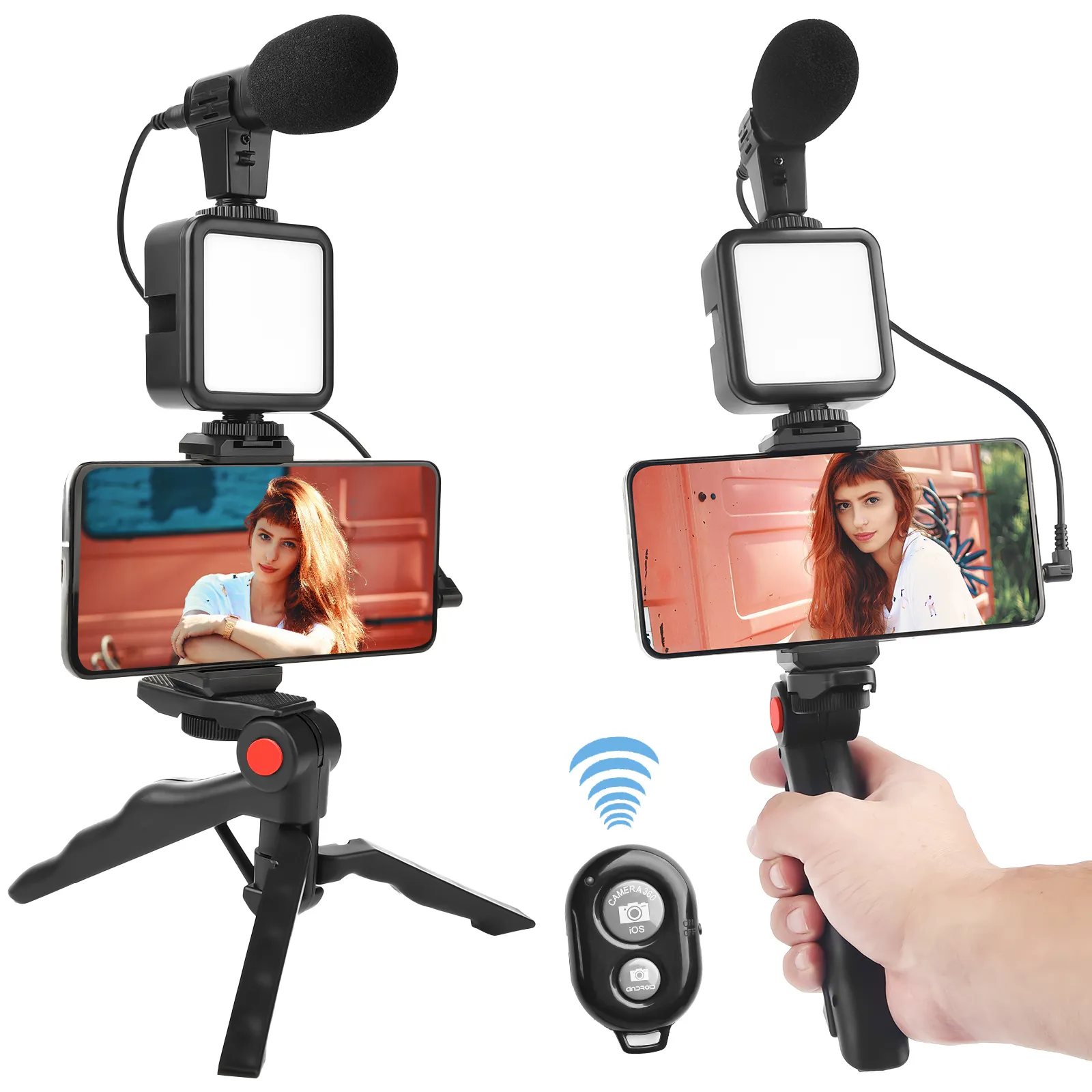 Photographie LED lumière vidéo pour photo DSLR SLR KIT01 Smartphone Vlog LED Kit de lumière vidéo avec trépied pied Microphone chaussure froide