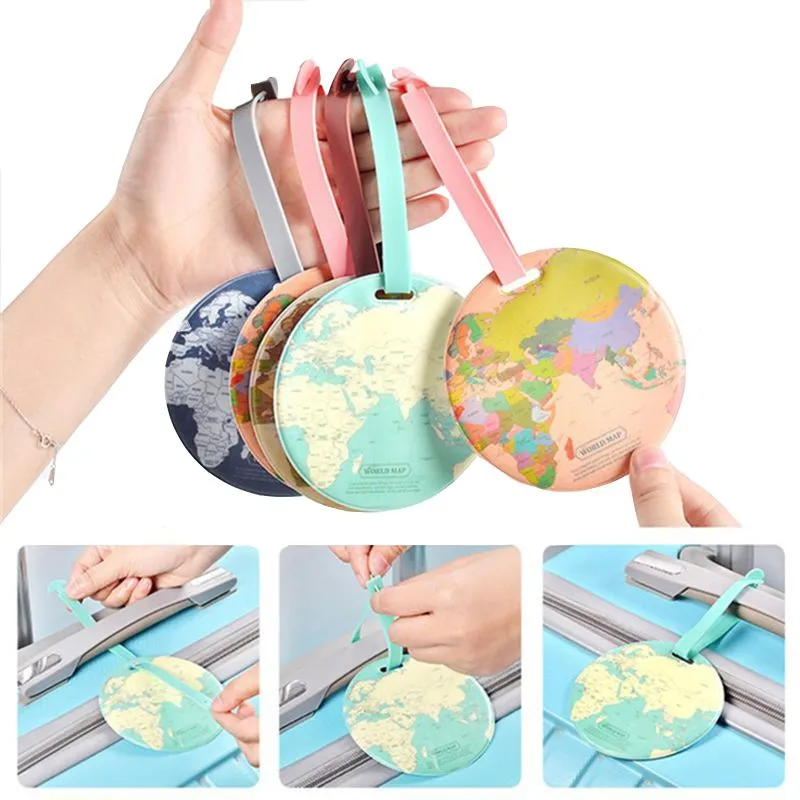Creative Map Luggage Tag Round Travel Label Keychain Unique Party Favor