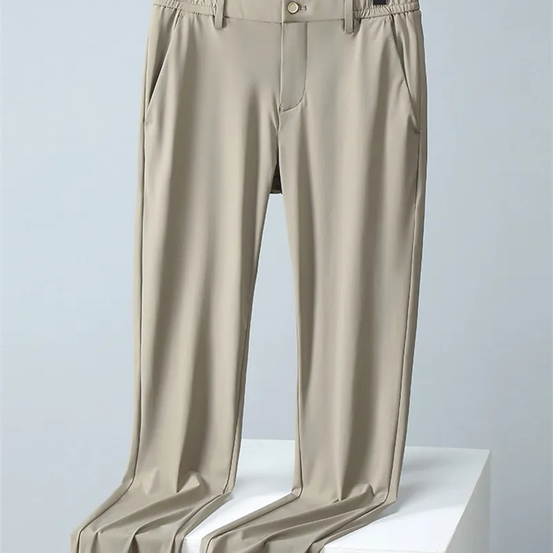 Pantalons décontractés d'été respirants hommes étirés de soie en nylon refroidissant chinos mince entreprise mâle pantalon long rassure 220822