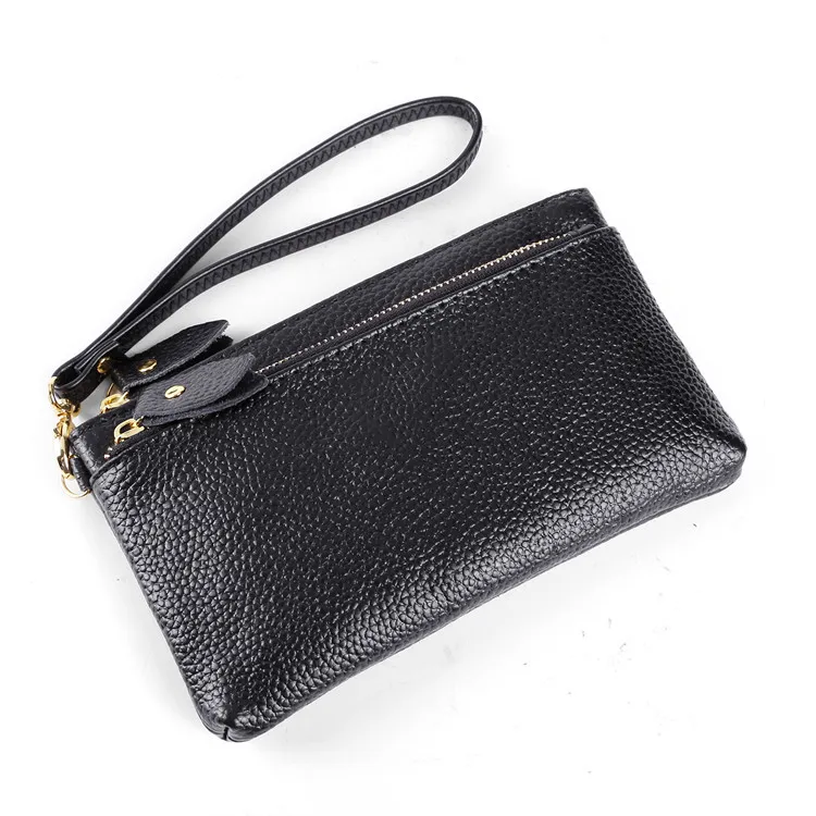 Genuine leather zipper women designer wallets lady cowhide fashion casual zero card purses female phone clutchs no187