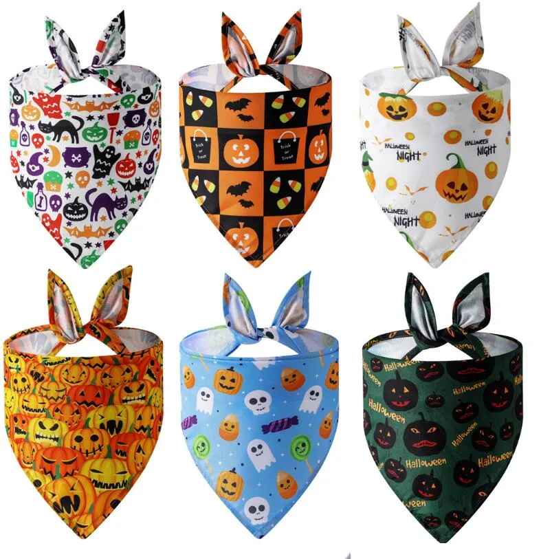 Aparel de cachorro de Halloween Bandanas Bandanas Pumpkin Pet Cat Cats Bibs Acessórios para cachorro e gato