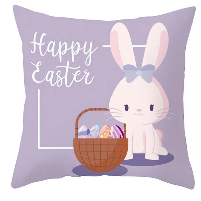 45*45cm/18*18inch Easter Pillowcase Rabbit Sofa Cushion Case Bed Pillow Cover Easter Eggs Bunny Home Decor Chair Car Cushions Covers Party Decoration JY0928