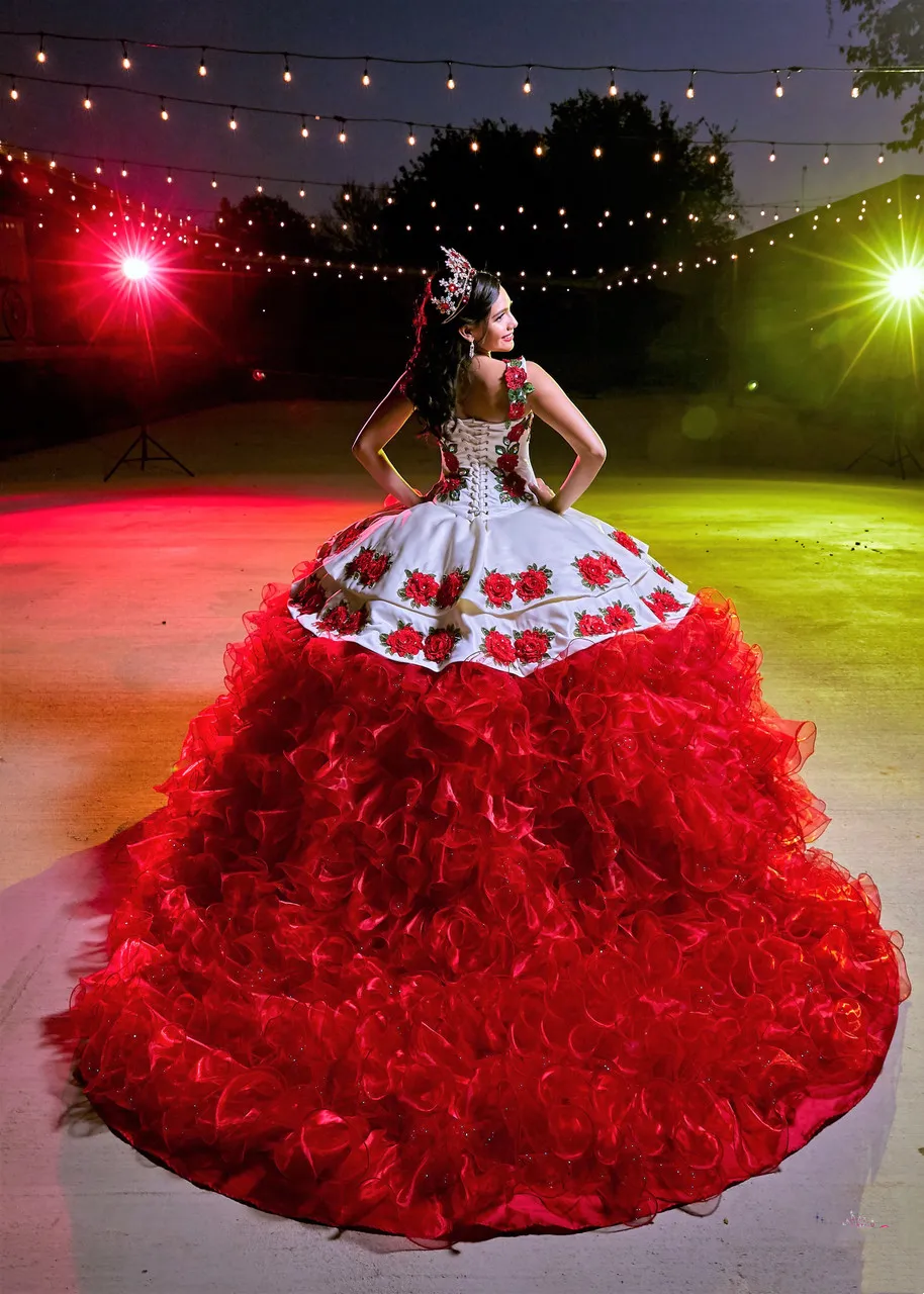 red and white quinceanera dresses