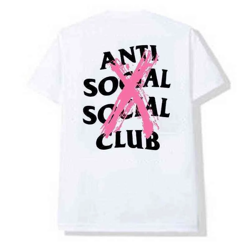 Asscfashion Anti Social Club 19fwクロスプリントTシャツカジュアルカップル半袖1A1