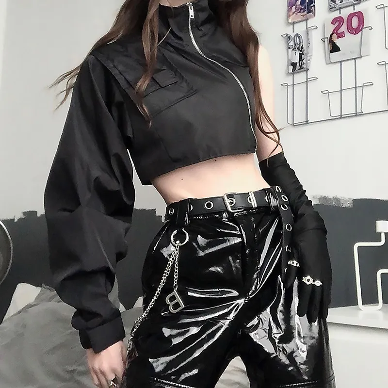 Kvinnors hoodies tr￶jor Nclagen Gothic Cool Lady Stylish Zip Up Crop Top H 220823