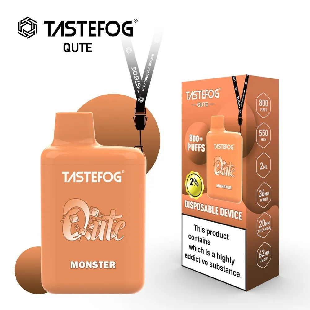 Tastefog Qute 800 bouffées Vape jetables 2 % 2 ml 550 mAh cigarette électronique 15 saveurs avec certificat DPT