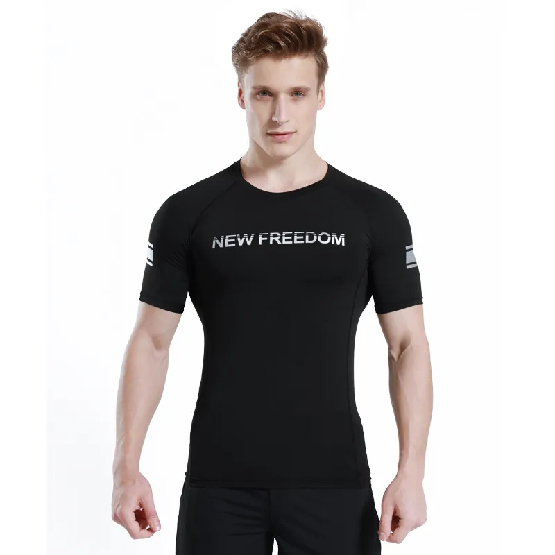 Men's T-Shirts Summer Tee Shirt Men T Tight Short-sleeve T-shirt Clothing Quick-drying Men's Elastic Tops Homme SqMen's