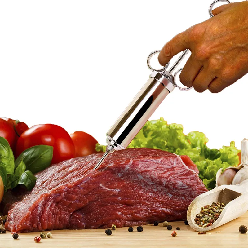 Marinade vlees kookspuit kruiden culinaire pluimveetools roestvrij staal bbq injector kip kalkoen injectoren 2-oz kruidsels injector zl1319