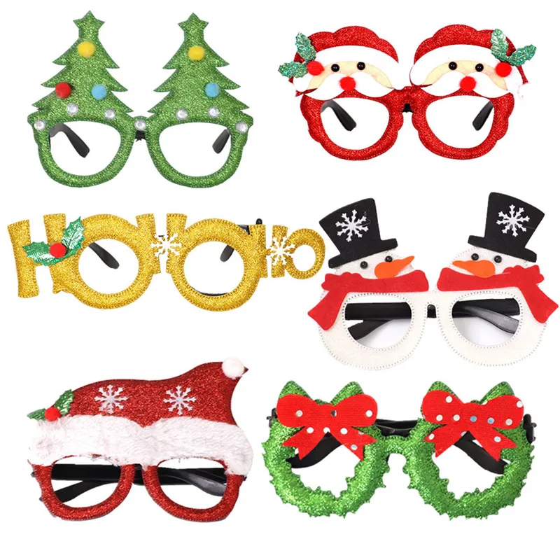 ديكورات عيد الميلاد سنة ديكور ميري سانتا كلوز ثلج إطار نظارات الأطفال ديكورات الحزب