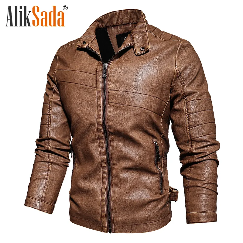 LAKSADA CASual Casual Men Jaqueta de couro de couro grossa Jaqueta de bicicleta de choques Slim Fit Men Motorcycle Casat Autumn and Winter 220822