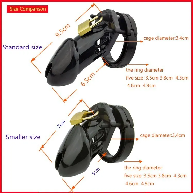 anelli Giocattoli sessuali Dispositivo maschile piccolo/standard con anelli di 5 dimensioni Blocco in ottone Numero di chiusura Tag Gabbia di castità_voghion.com