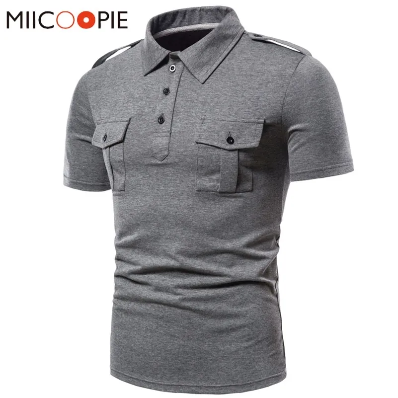 Polos Para Hombre Männer Marke Casual Einfarbig Doppel Tasche Polo Homme Cargo Kampf Training Polo-Shirt Für Männer Sommer tops 220822