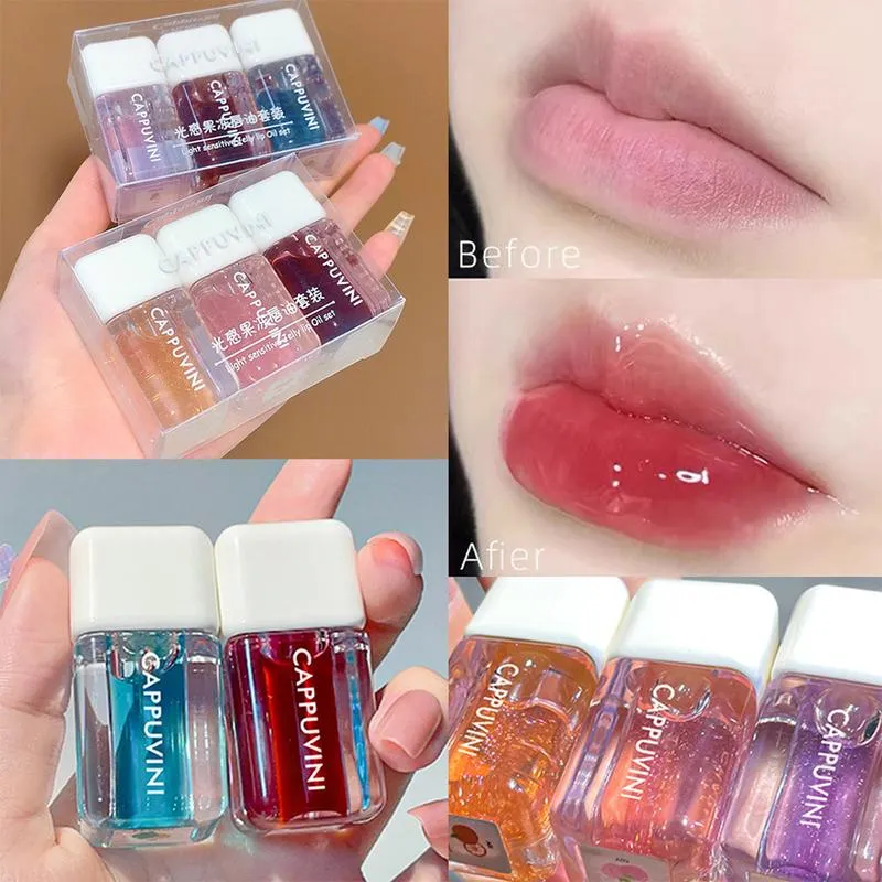 7 가지 색상 작은 정사각형 립 오일 투명 립글로스 보습 거울 유약 립스틱 입술 광택 메이크업 화장품 대량