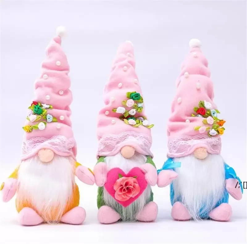 FESTIMENTOS DE FESTO DIA DA Mãe Dwarf Gift Spring Flowers Dwarfs Gnome Páscoa Aniversário Doll Festival Desktop