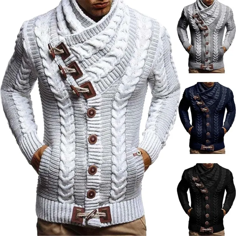 Outono inverno camisola de gola alta masculina casual sólido malha cardigan masculino fullsleeve magro masculino oversized suéteres casaco masculino 220822