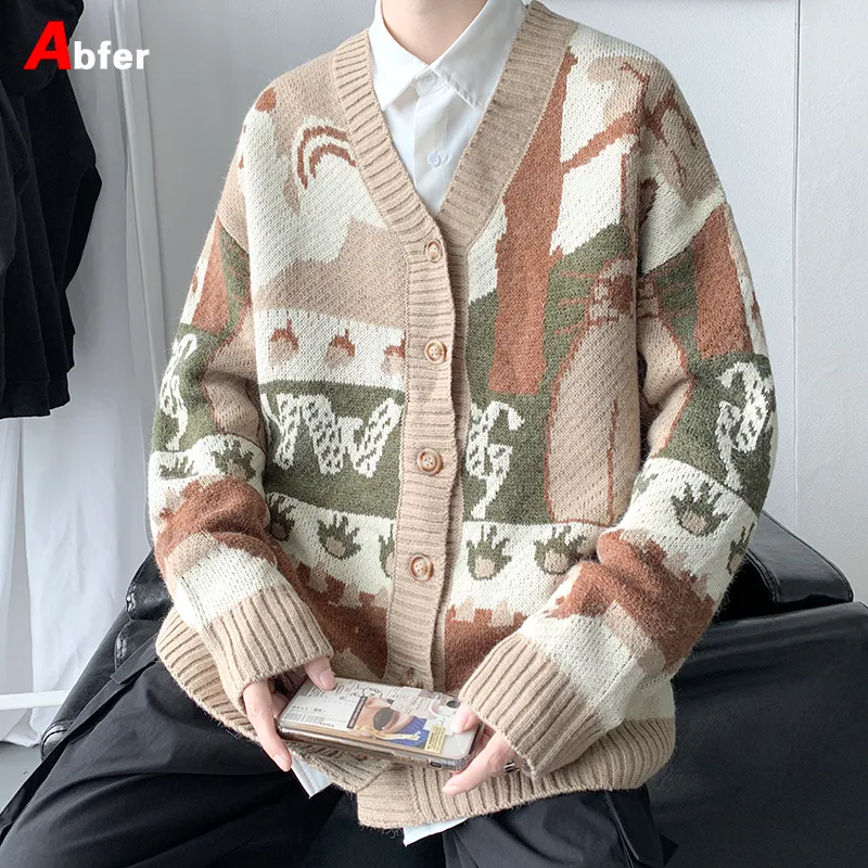 メンズジャケットABFER CARDIGAN EXHISTIZE MENS WINTER SEATER HARAJUKU HIP HIP HINITTEコート秋のバットタウンジャケット特大のセーター220826