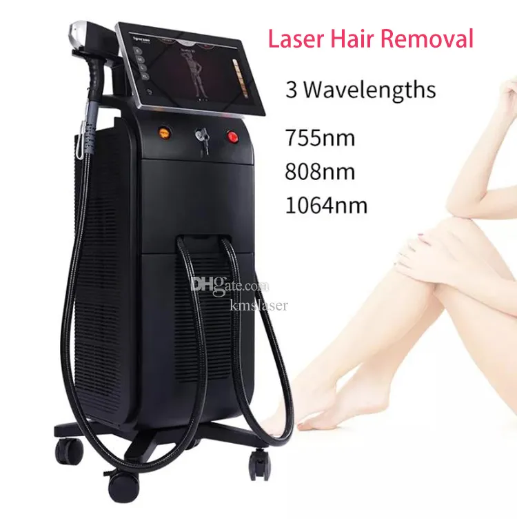Популярная диодная лазерная машина 808 для лечения депиляции на бикини и области ноги Тройная длина волны