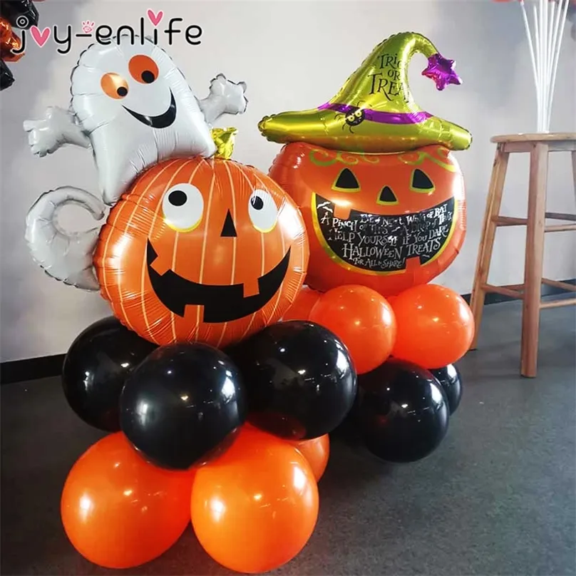 Other Festive Party Supplies 10pcsset Halloween Pumpkin Ghost Witch Bat Foil Balloons Set Decoration Hallowmas Black Orange Ballon 220826