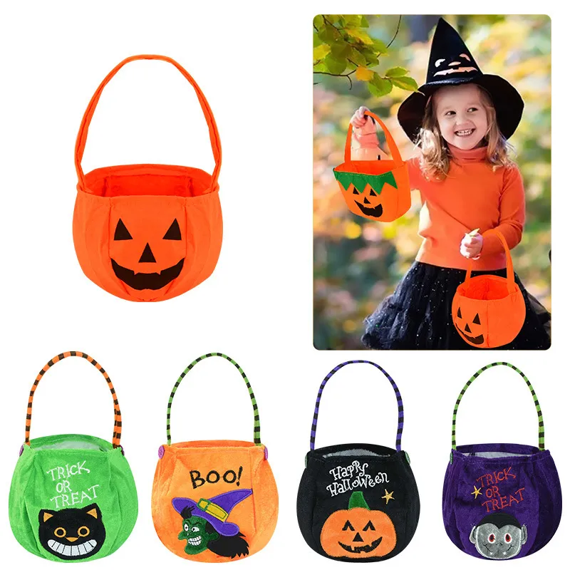 1pc Halloween Loot Party Kids Pumpkin Trick Or Treat Tote Bags Candy Bag Halloween Candy Storage Bucket Portable Gift Basket