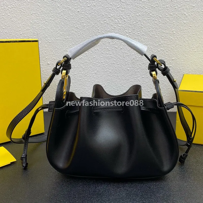 Women Handbag Shoulder Purse Genuine Leather Crossbody Bags Fashion Letter Drawstring Closure Hand Clutch Adjustable Strap Handle Totes