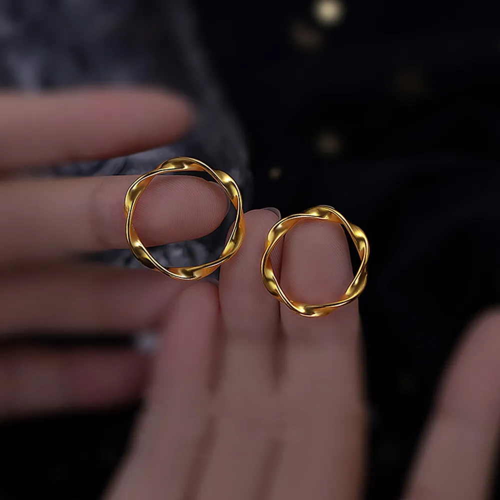 Вечная любовь закрыто кольцо для женщин, мужские кольца кольцо 18 тыс. Желто -золото, наполненное простым стилем, модные украшения