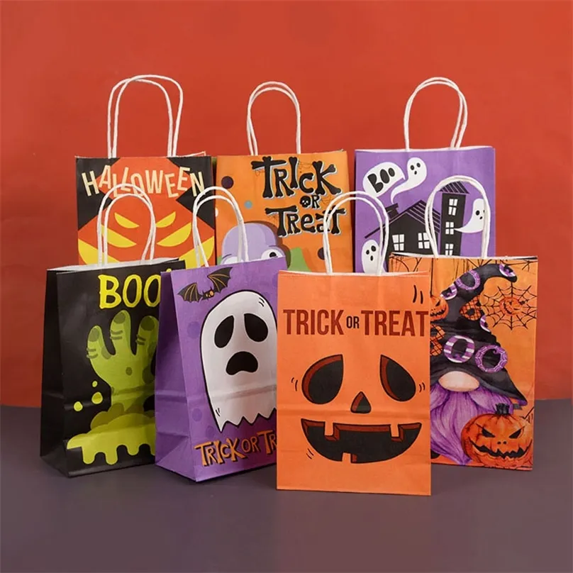 6-Pack Halloween Treat Bags Pumpkin, Ghost, Candy Cookie Goodie Bags!  Fun Halloween Party Favors, Trick or Treat Supplies Gift Wrap