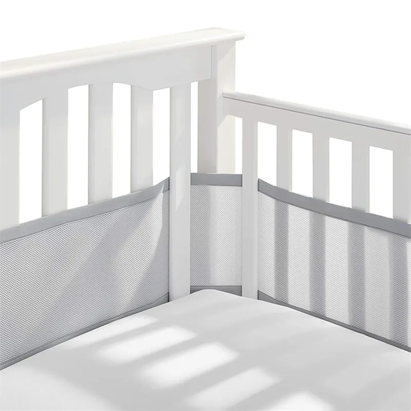 Bed Rails Baby Crib stötfångare andningsbara mesh spjälsäng foder anti-kollision säng stötfångare solid back crib runt kudde barnsäng skyddsrum dekor 220826