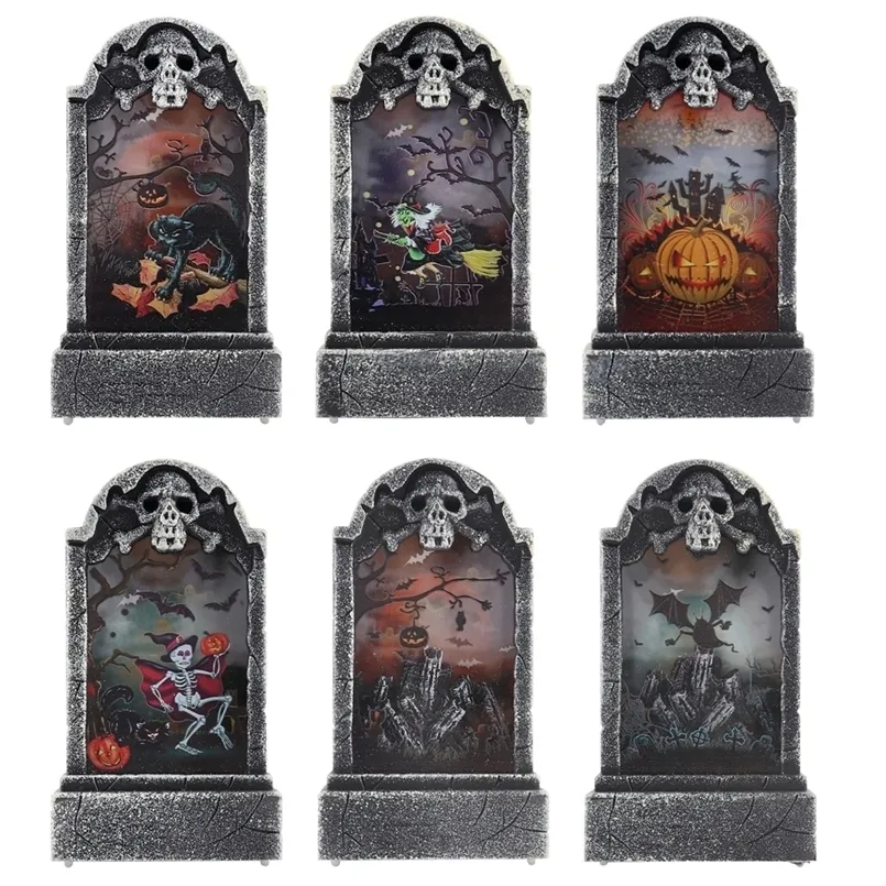 Halloween Toys LED Light Tombstone Lamp Decorative Ornaments Accessories Party Decoration Supplies Kids Favor 220826