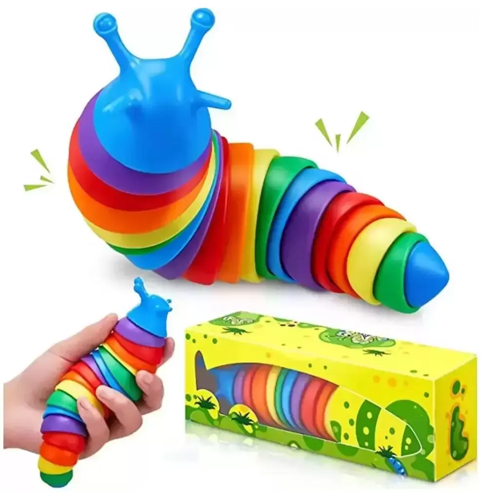 Fidget Slug Party Favor Articulated Flexible 3D Slugs Fidget Toys alla åldrar Relief Anti-Anxiety Sensory Decompression Toy