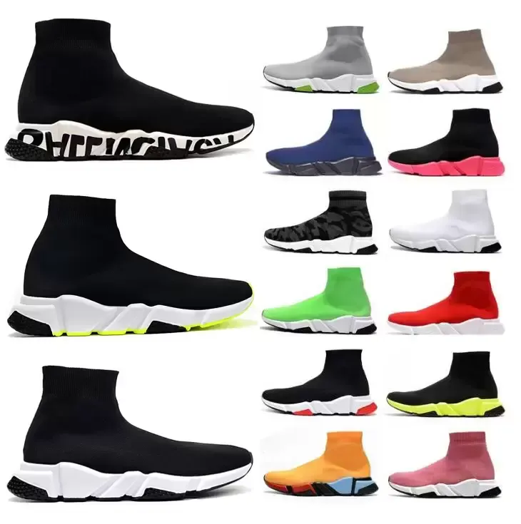 2022 Casual schoenen Designer Sock Sports Trainers 2.0 Lace-Up luxe vrouwen mannen naakt glitter graffiti lopers sneakers mode sokken laarzen paris gebreide schoenen