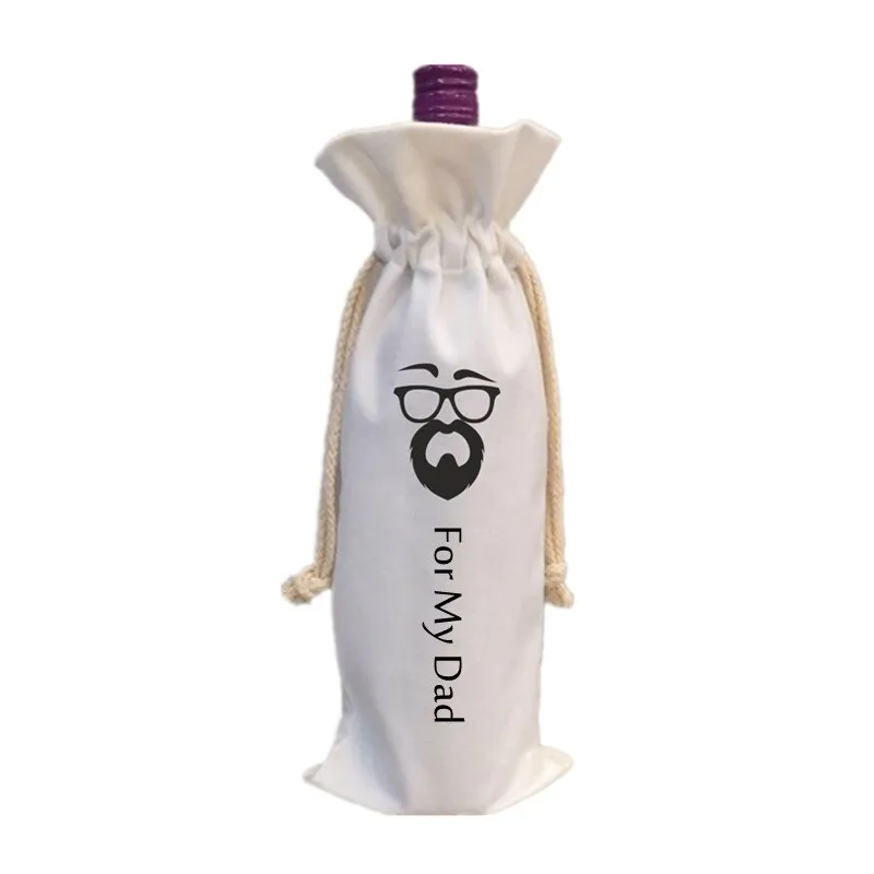 Christmas Decorations Sublimation Blank Wine Bottle Bags with Drawstrings Reusable gift bag Bulk for Halloween Christmas DIY Wedding Birthday Party Z11