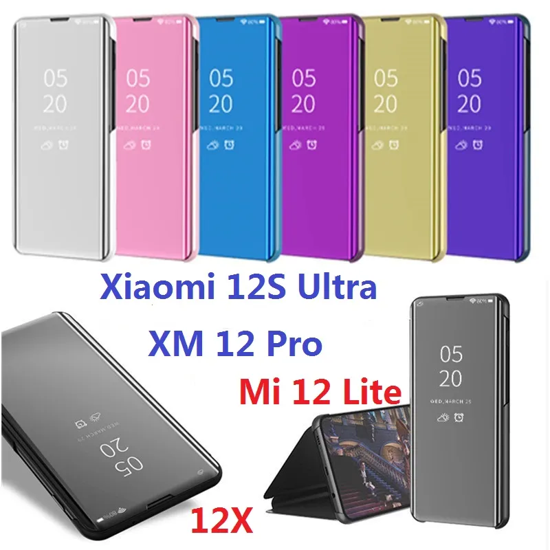 Xiaomi 12 Lite 12s Ultra 12x Kasa Manyetik Ayna Cüzdan Stand Akıllı Xiaomi 12 Pro Kapak