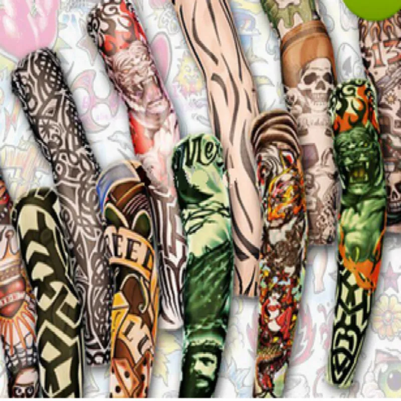 12pcs Mix Elastic Fake Fake Temporary Tattoo Sleeve 3D Art Designs Körperarmbeinstrümpfe Tatoo cool