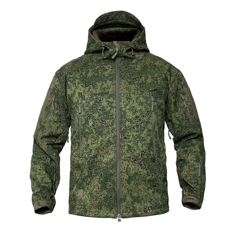 メンズジャケットMege Men's Military Camouflage Fleece Tactical Jacket Men Waterproof SoftShell Windbreaker Winter Army Hooded Coat Hunt Closes220826