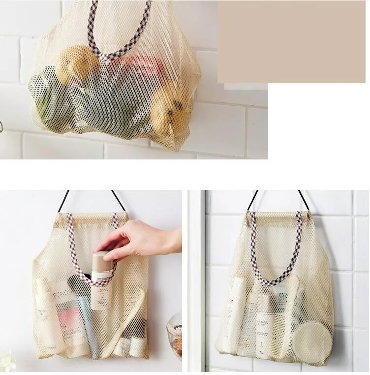 Hanging Storage Bags Fruit Vegetable Garlic Onion Organizer Home Hollow Mesh Bag Kitchen Accessories