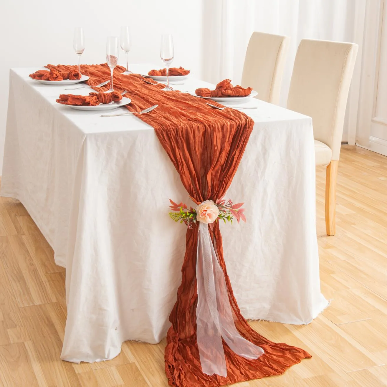 90x180cm Dinning table Runner decoration rust table cloth wedding decoration cotton gauze dusty blue napkins gift