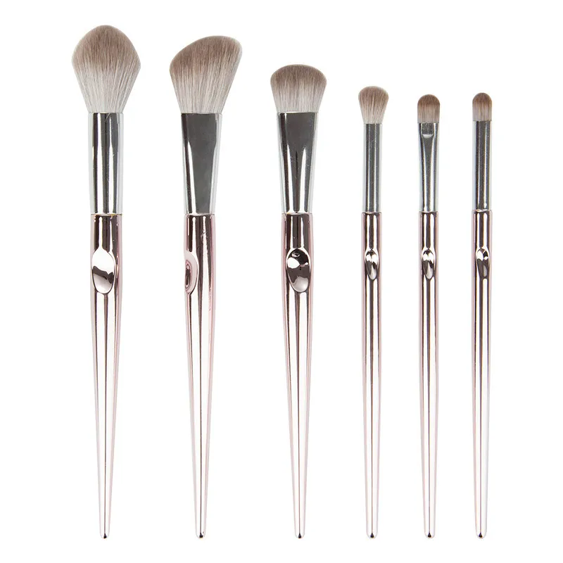 Fashion Soft Fiber Makeup Brushes 6 Pcs Set Tools Wholesale Champagne Color Cosmetic Brush Kits