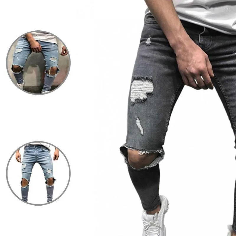 Herenjeans cool stijlvolle vintage vaste kleur broek haveloze rits voor datingmen's mannen