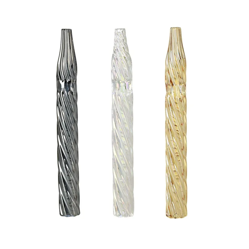 Latest Colorful Pipes Twist Shape Pyrex Thick Glass Tube Handmade Dry Herb Tobacco Oil Rigs Filter Hand Smoking Straw Catcher Taster Bat One Hitter DHL Free