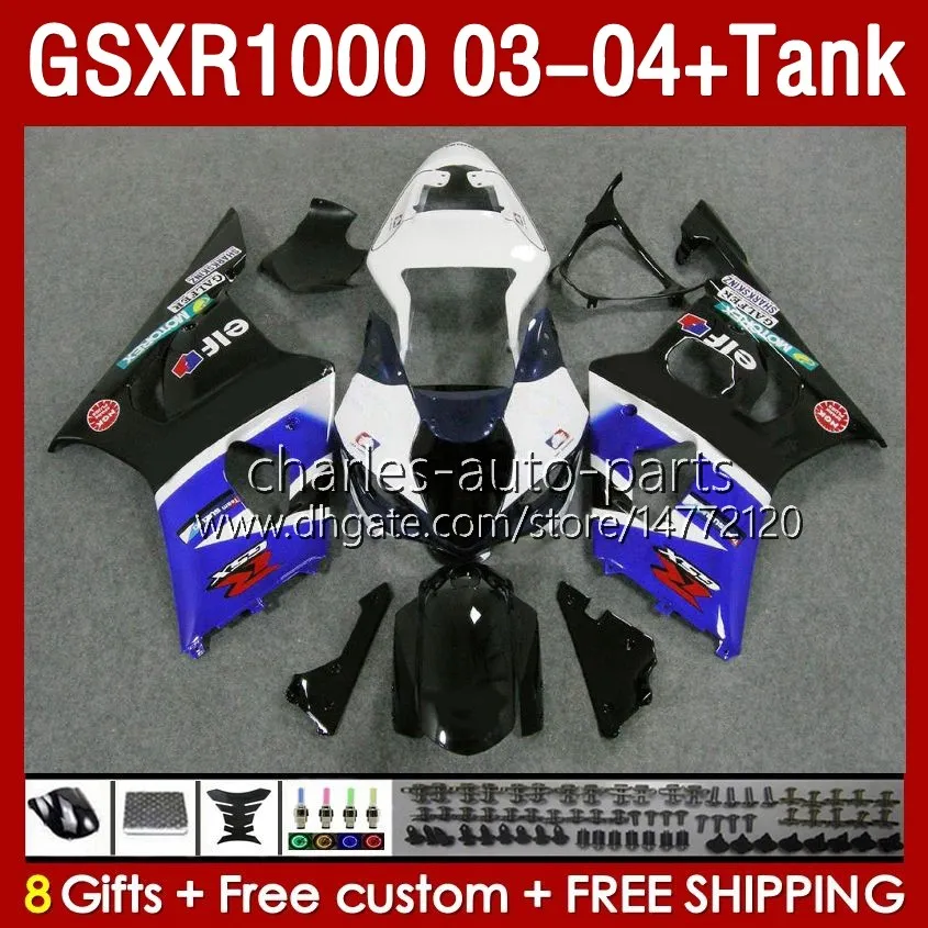 Injection mold Fairings For SUZUKI GSXR1000 GSXR-1000 K 3 GSX R1000 GSXR 1000 CC K3 03 04 Body 147No.59 GSX-R1000 2003 2004 1000CC 2003-2004 OEM Fairing & Tank blue stock blk