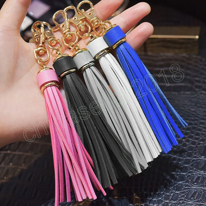 Long PU Leather Tassel Key Chain Ring Fringe Accessories DIY Decoration Curtain Bag Accessories