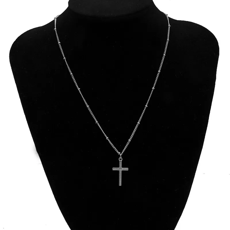 Silber Farbe Kreuz Halsketten Anhänger für Frauen Koreanische Einfache Choker Mädchen Süße Schlüsselbein Kette Schmuck Femme Bijoux Collares