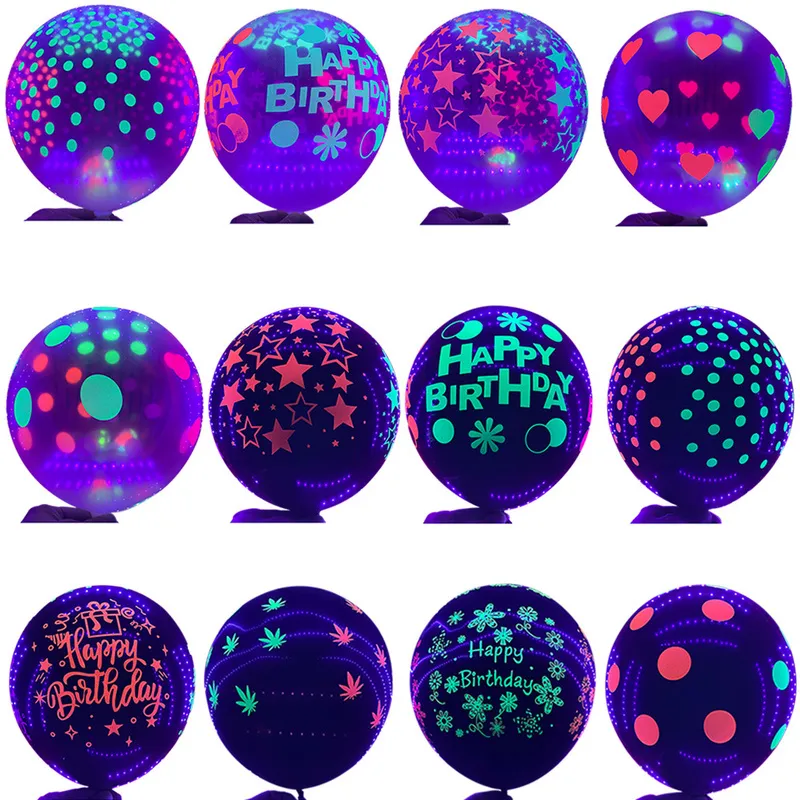 Maski imprezowe świecą w ciemne zapasy Neonowa dekoracja przyjęcia Luminous Ballon Crepe Paper Disco Bandner Banner Halloween Need UV Lights 220826