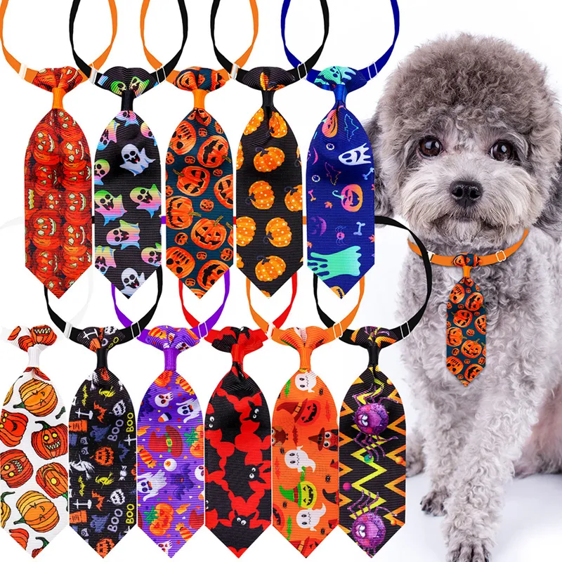 Halloween chien noeuds papillon cravates chien noeuds papillon colliers fantôme crâne citrouille style pour petits chiens chiot chat noeud papillon accessoires pour animaux de compagnie 21 couleurs en gros A379