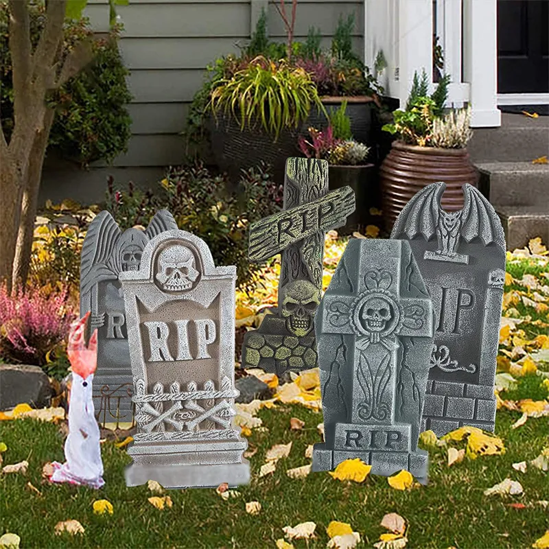 墓石のハロウィーンの装飾, 墓地の墓石の装飾サイン, 滑らかな