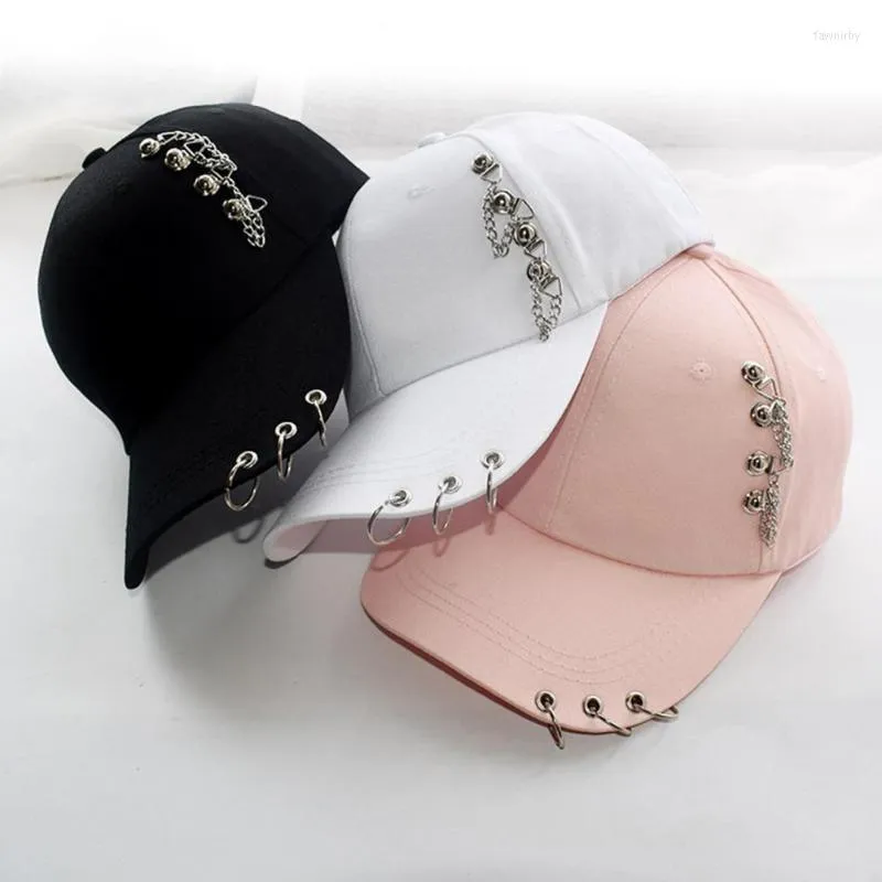 Unisex Creative Piercing Ring Baseball Cap With Rings Punk Hip Hop