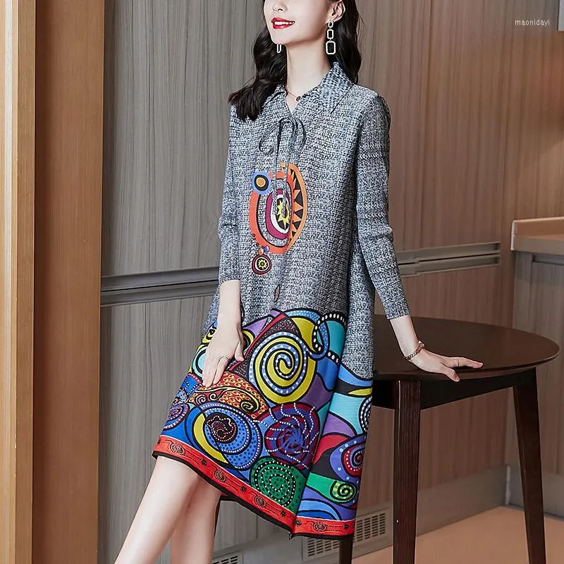 Casual Dresses Dress Middle-Aged Mother Fold 2022 Autumn Female Fashion Foreign Air Age Large Size Temperament Women's Clothing